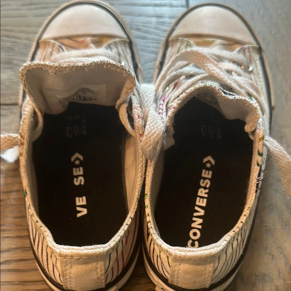 Converse Kids' White and Multicolor Stripe Sneakers